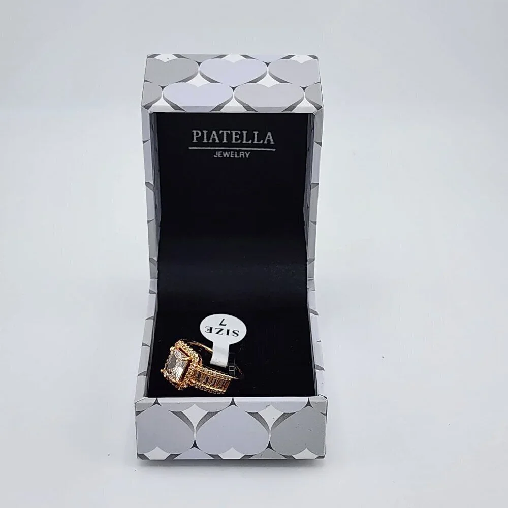 Brand New Gold Plated Square Gemstone cz Stone Ring